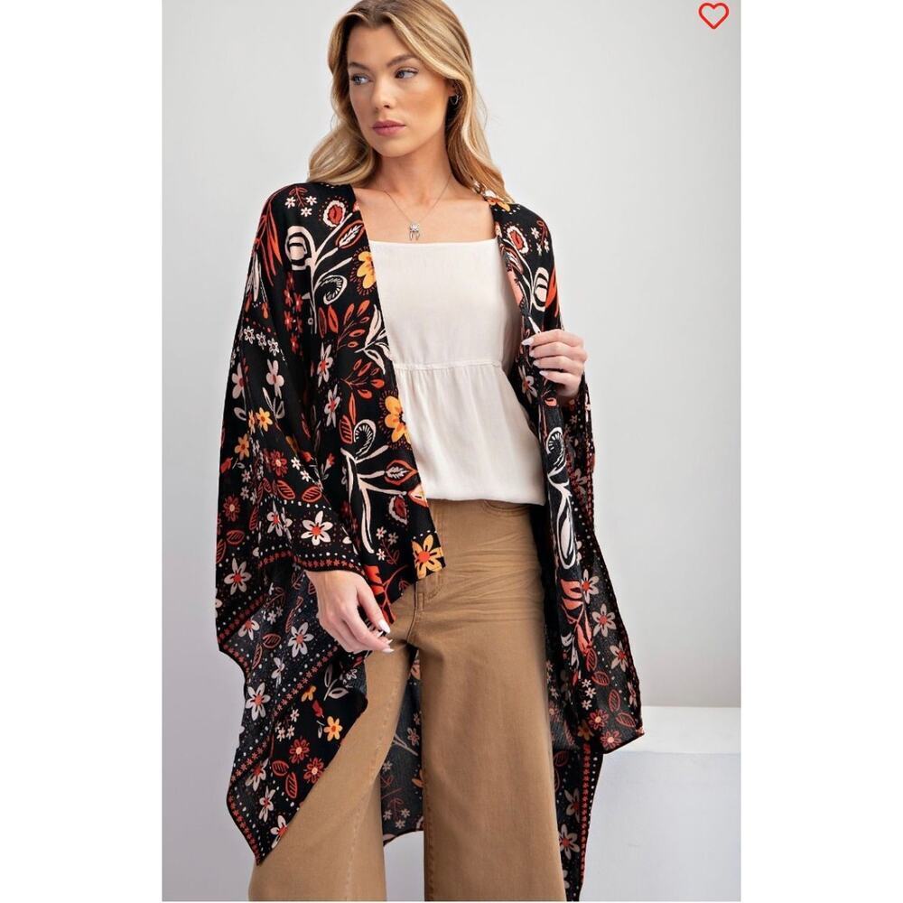 Easel - Printed Rayon Crepon Kimono - Large - Picture 3 of 4